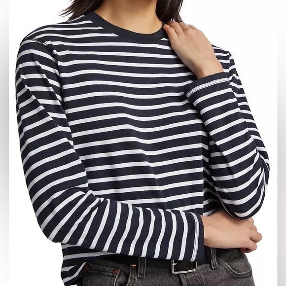 ATM Anthony Thomas Melillo NWT Stripe Jersey Cotton T-Shirt Navy White Small - Picture 1 of 12